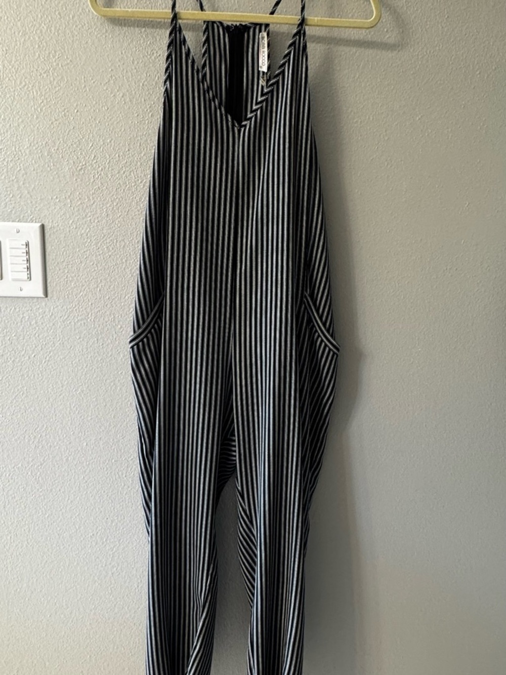Striped Black and White V-Neck Women’s Romper Jumpsuit